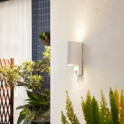 Prios aplique de exterior Tetje, blanco, redondo, sensor, set de 2