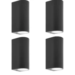 Prios aplique de exterior Tetje, negro, redondo, 16 cm, set de 4