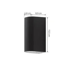 Prios aplique exterior Irfan redondo negro 15,5 cm