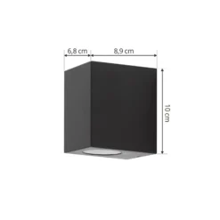 Prios aplique exterior Irfan angular negro 10 cm