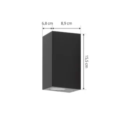 Prios aplique exterior Irfan angular negro 15,5 cm