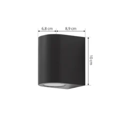Prios aplique exterior Irfan redondo negro 10 cm
