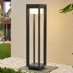 Prios, bolardo luminoso LED, 60 cm, antracita, metal, IP54