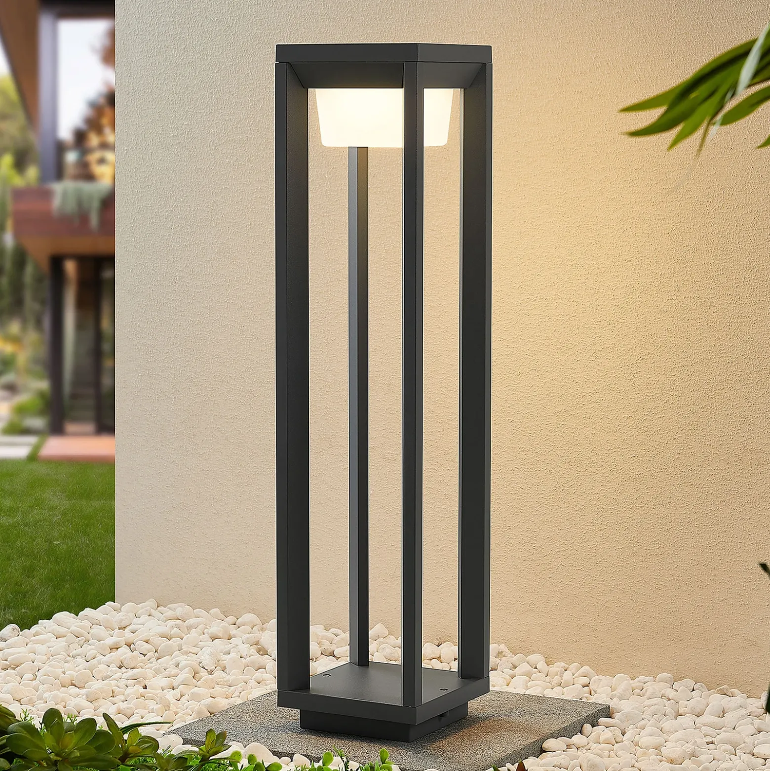Prios, bolardo luminoso LED, 60 cm, antracita, metal, IP54