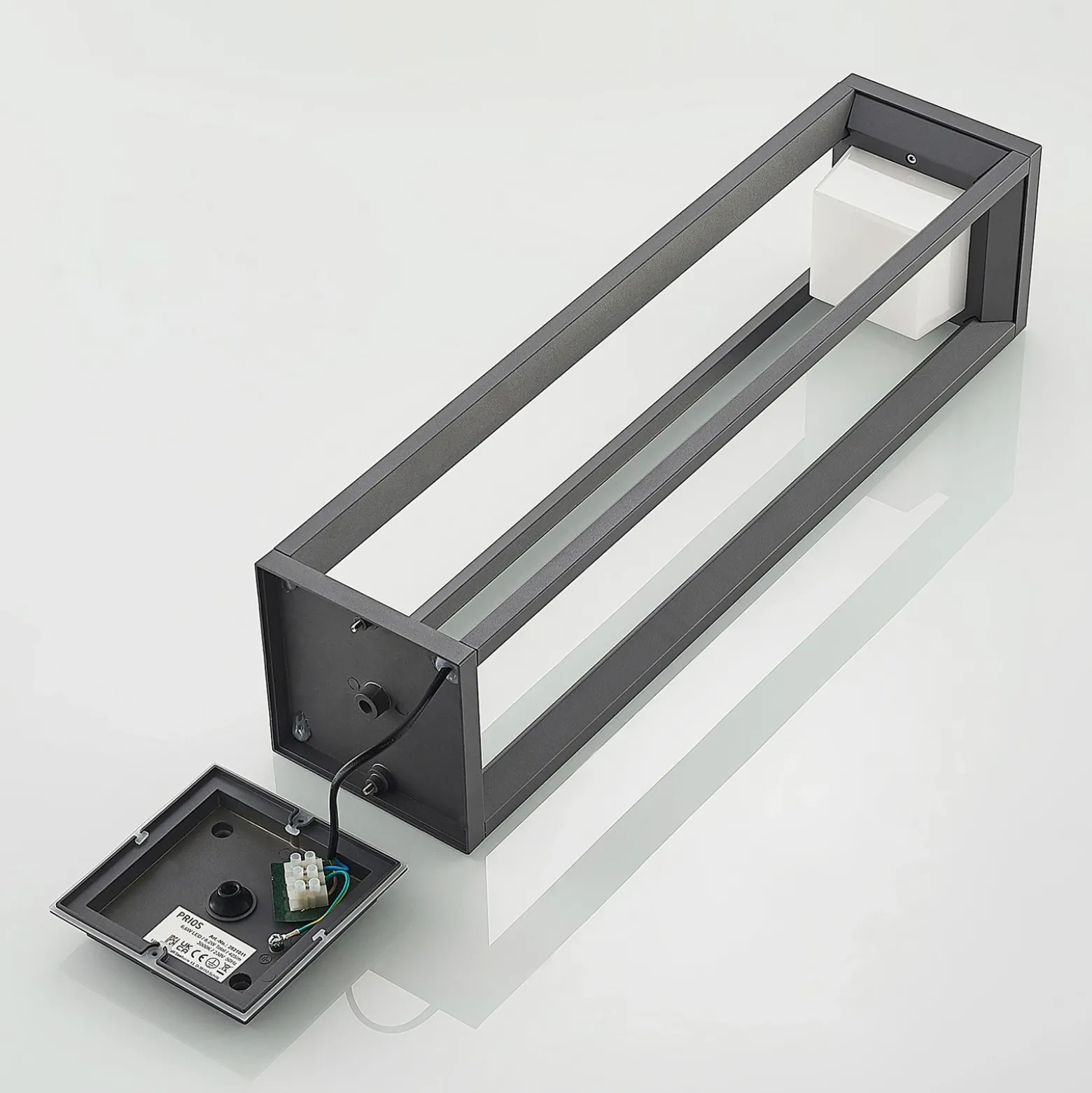 Prios, bolardo luminoso LED, 60 cm, antracita, metal, IP54