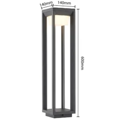 Prios, bolardo luminoso LED, 60 cm, antracita, metal, IP54