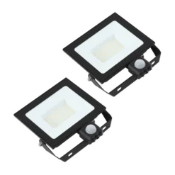 Prios foco exterior LED Maikel, 50 W, metal, sensor, juego de 2