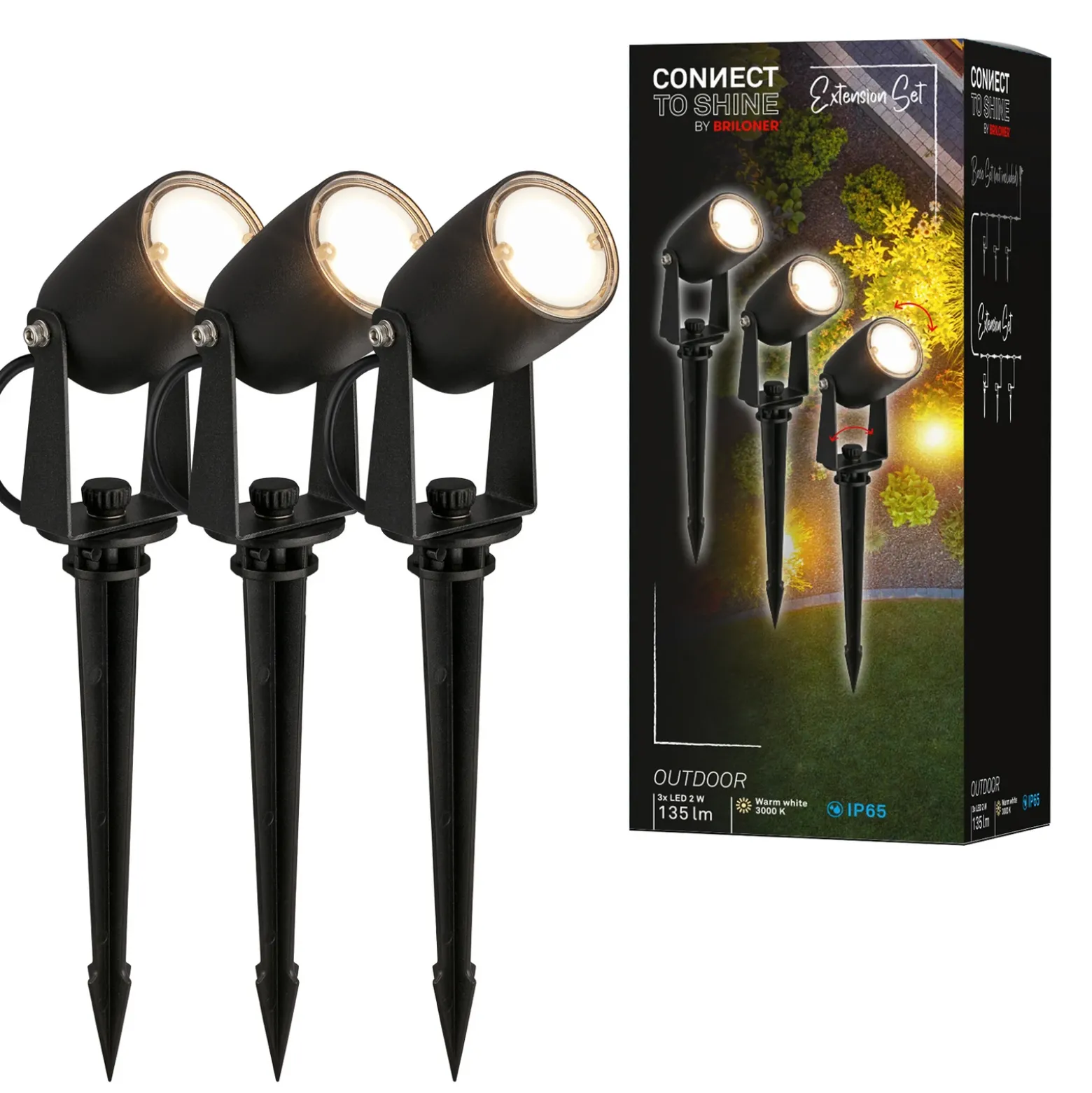 Punto de luz LED con piqueta 3928035 12 V 3x ampliación negro Ø 4 cm