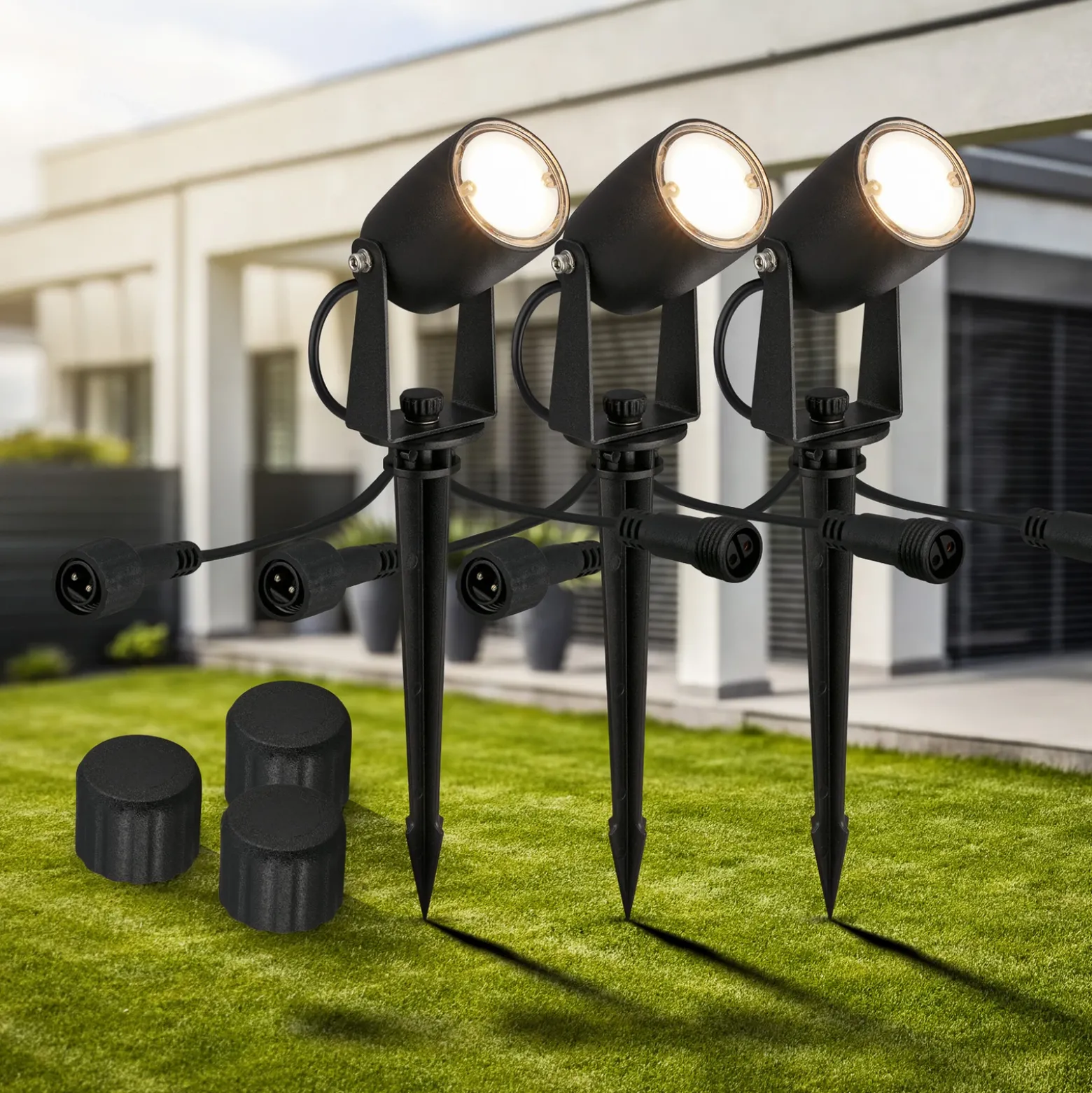 Punto de luz LED con piqueta 3928035 12 V 3x ampliación negro Ø 4 cm