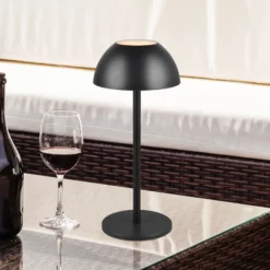 Ricardo lámpara de mesa LED recargable, negro, altura 30 cm, plástico