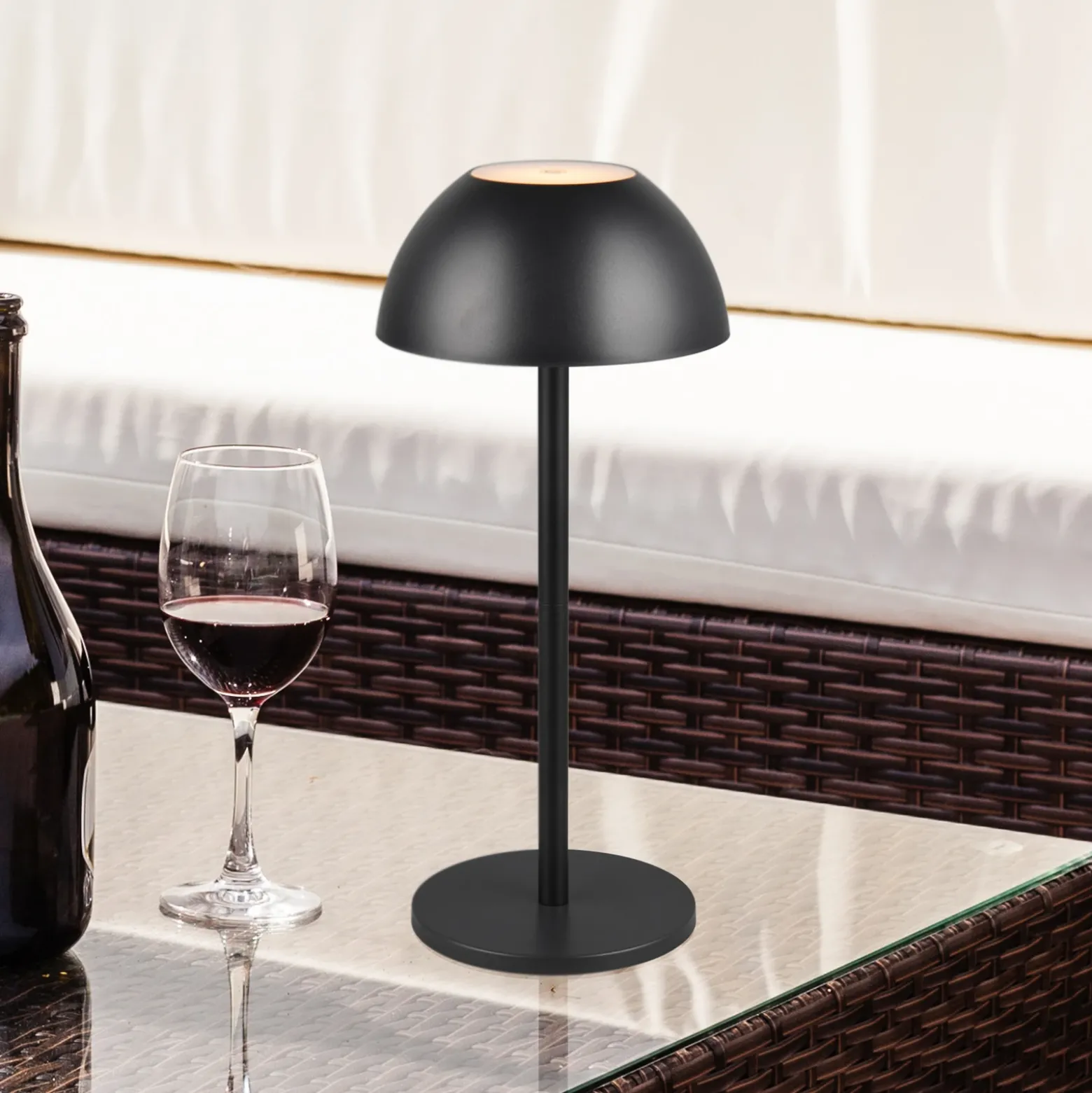 Ricardo lámpara de mesa LED recargable, negro, altura 30 cm, plástico