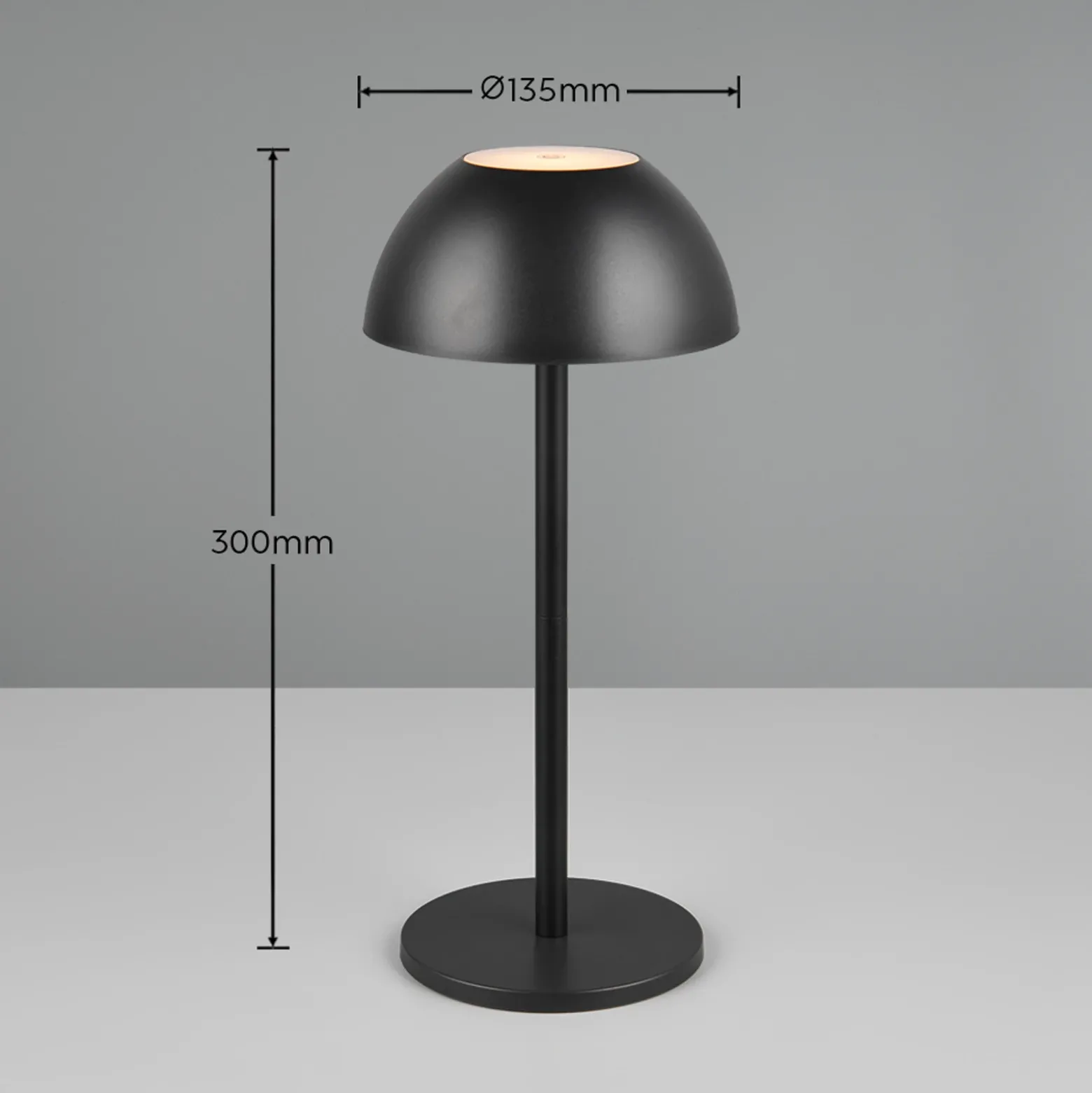 Ricardo lámpara de mesa LED recargable, negro, altura 30 cm, plástico