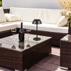 Ricardo lámpara de mesa LED recargable, negro, altura 30 cm, plástico