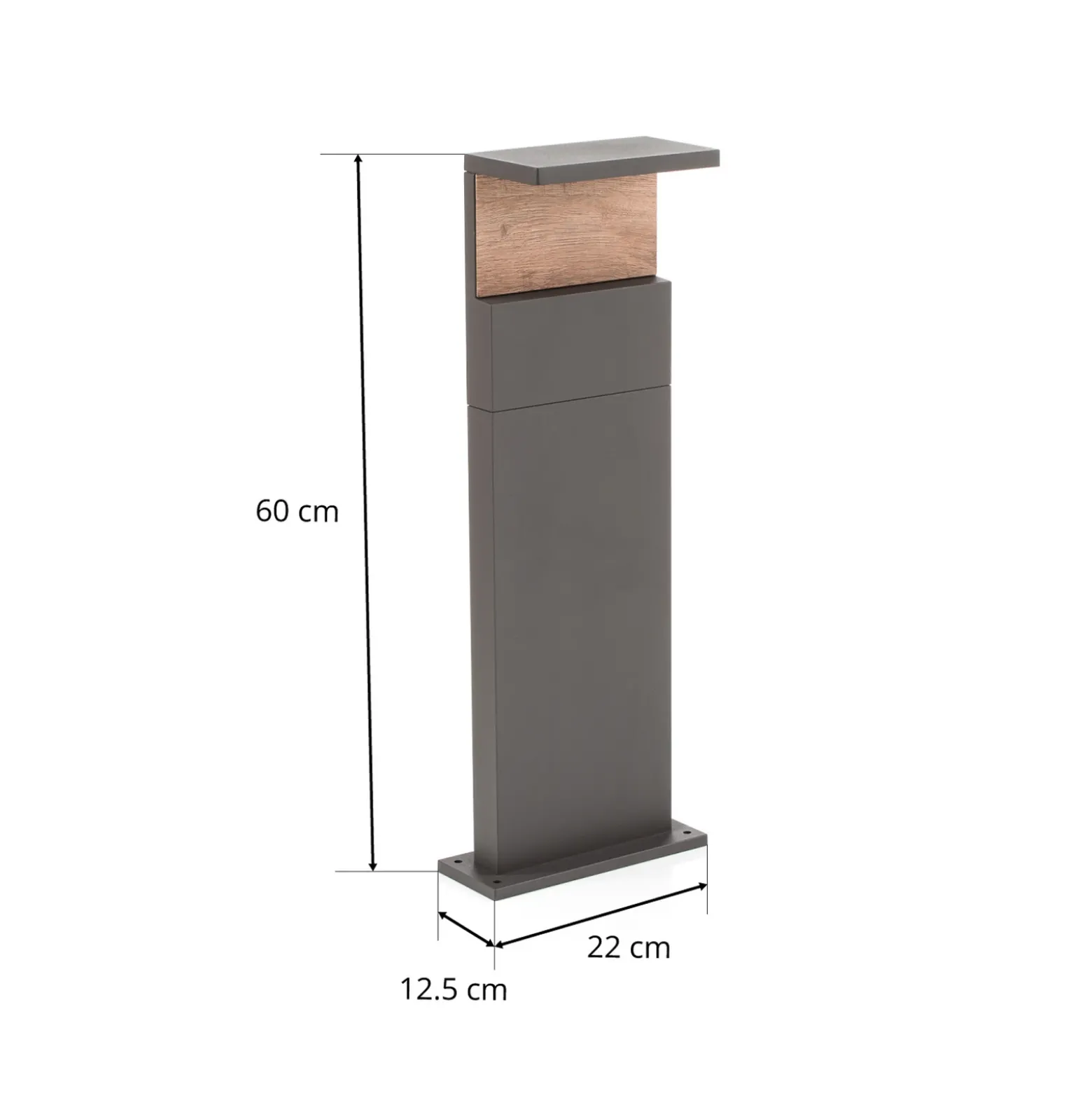 Ruka bolardo luminoso LED con Element de madera, 60 cm