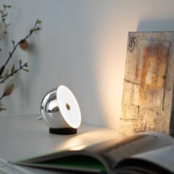 SCHÖNER WOHNEN Lámpara de mesa LED recargable Bellies, cromada, IP54