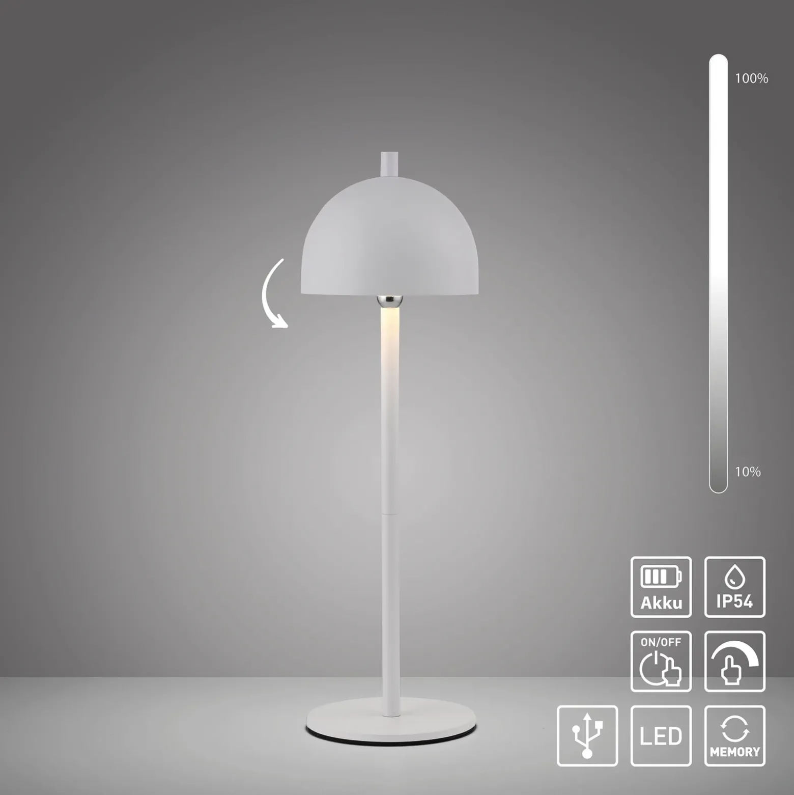 SCHÖNER WOHNEN Lámpara de mesa LED recargable Bellies, blanca, IP54