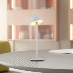 SCHÖNER WOHNEN Lámpara de mesa LED recargable Bellies, blanca, IP54