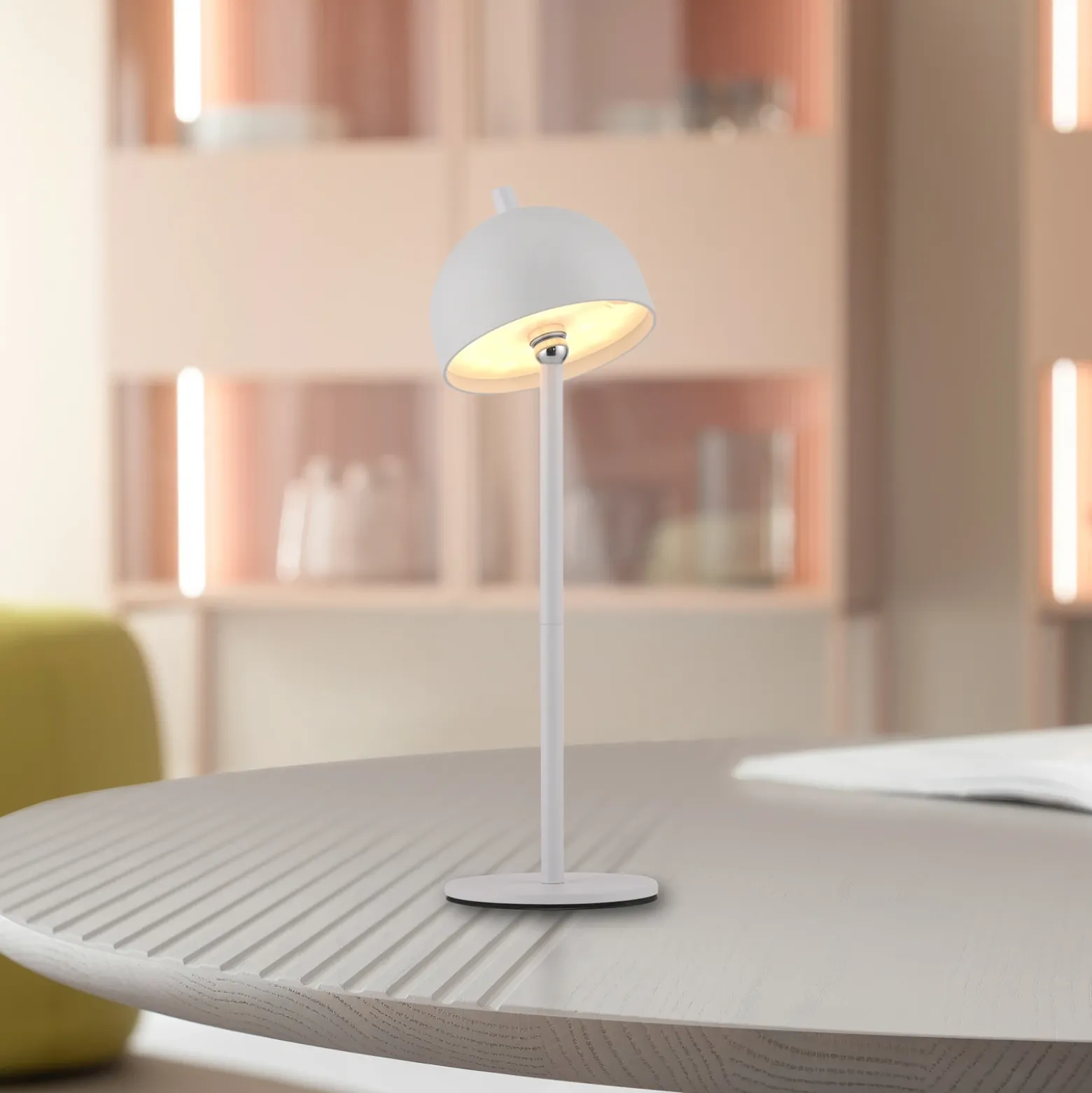 SCHÖNER WOHNEN Lámpara de mesa LED recargable Bellies, blanca, IP54