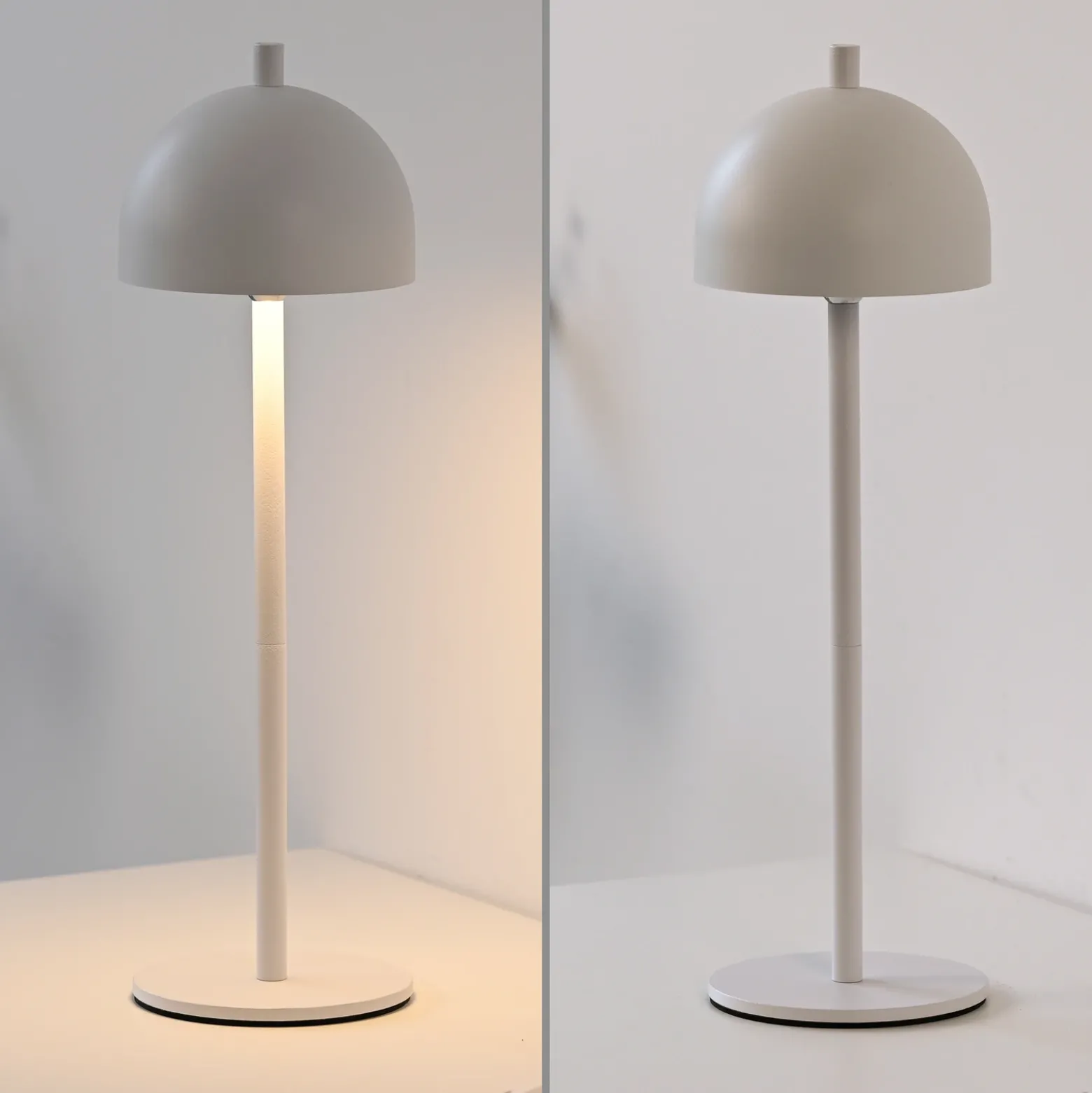 SCHÖNER WOHNEN Lámpara de mesa LED recargable Bellies, blanca, IP54