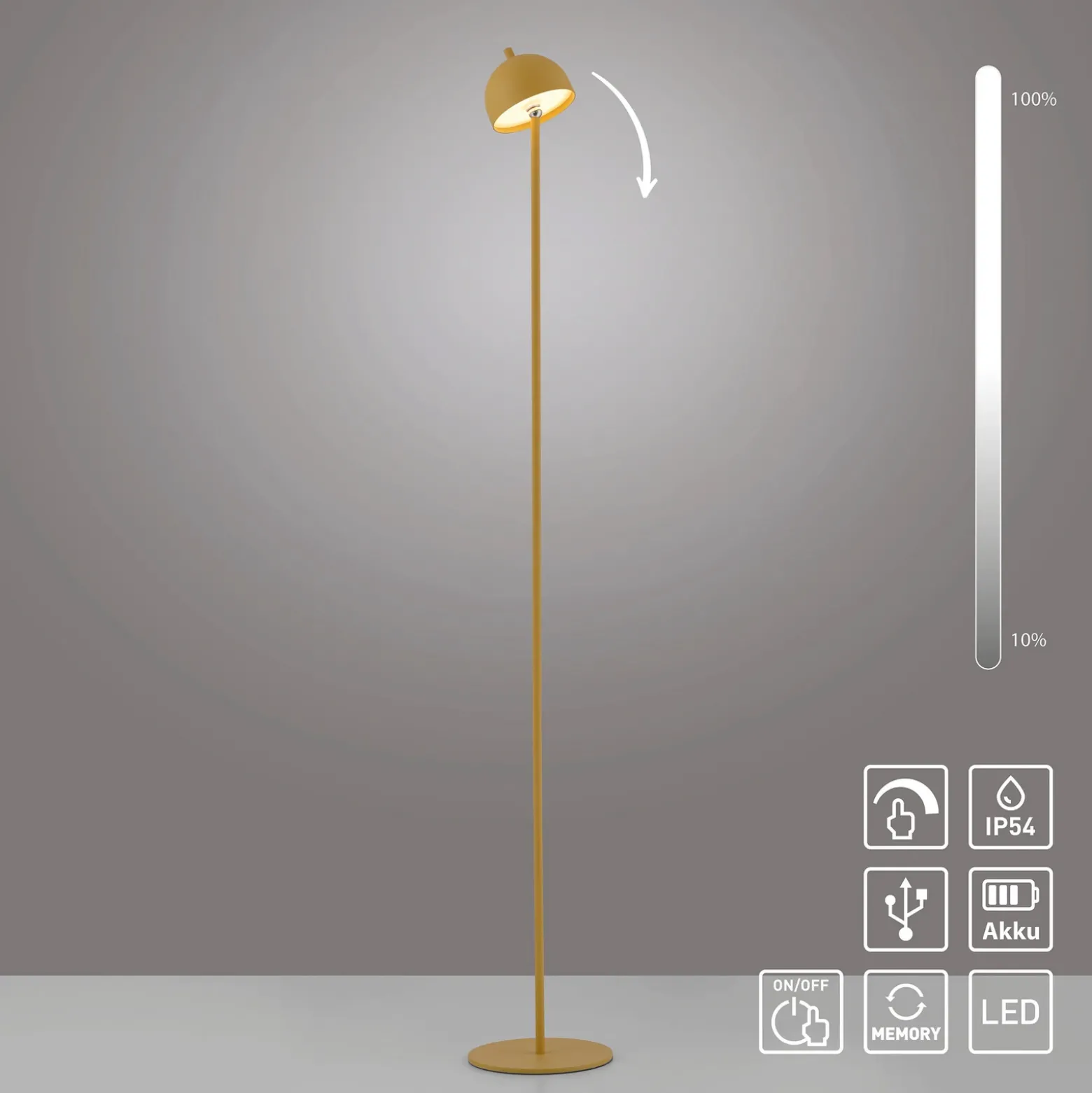 Schöner Wohnen Lámpara de pie LED recargable Bellis, «Magia floral» IP54