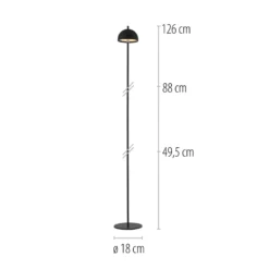 Schöner Wohnen Lámpara de pie LED recargable Bellis, negra, IP54