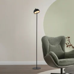 Schöner Wohnen Lámpara de pie LED recargable Bellis, negra, IP54