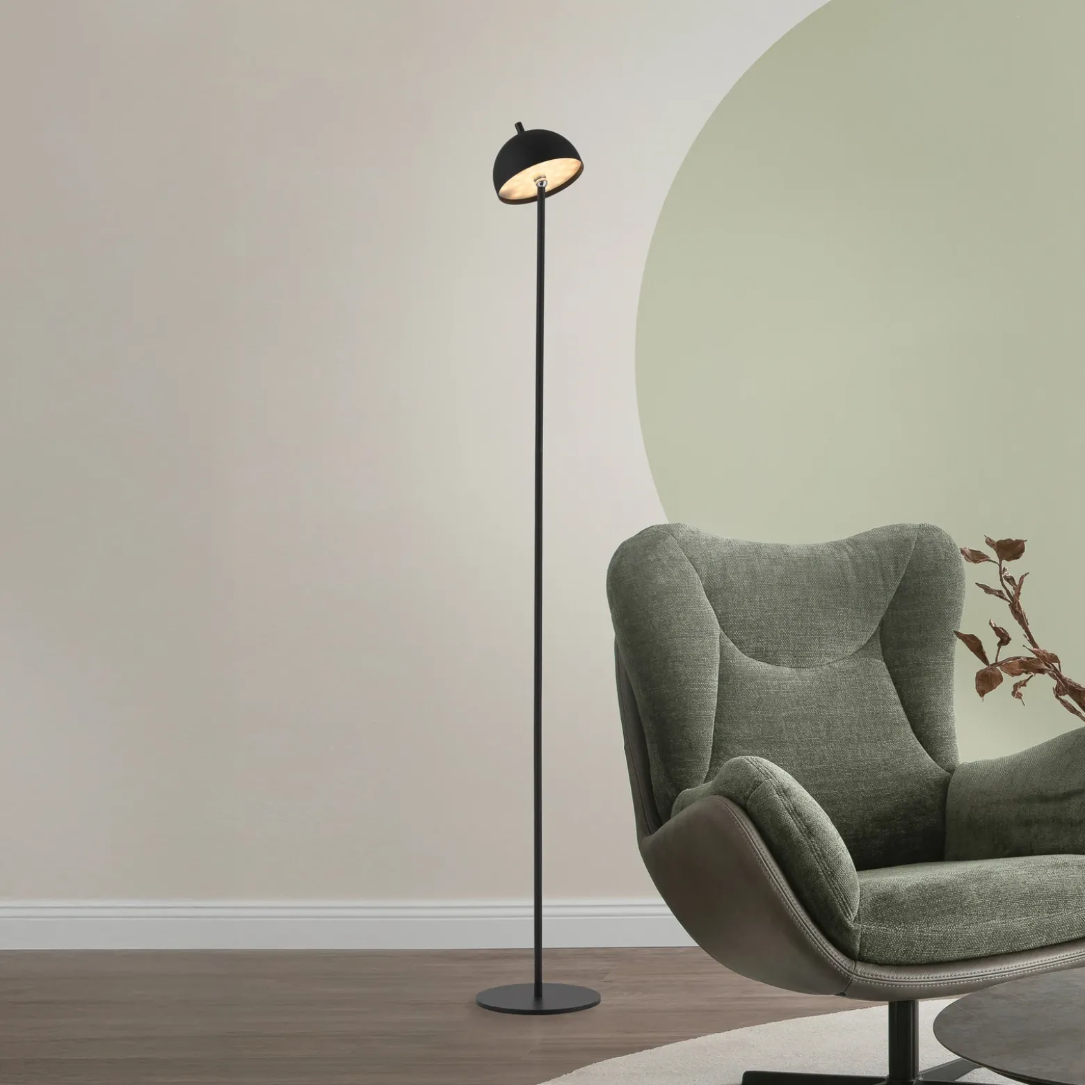 Schöner Wohnen Lámpara de pie LED recargable Bellis, negra, IP54