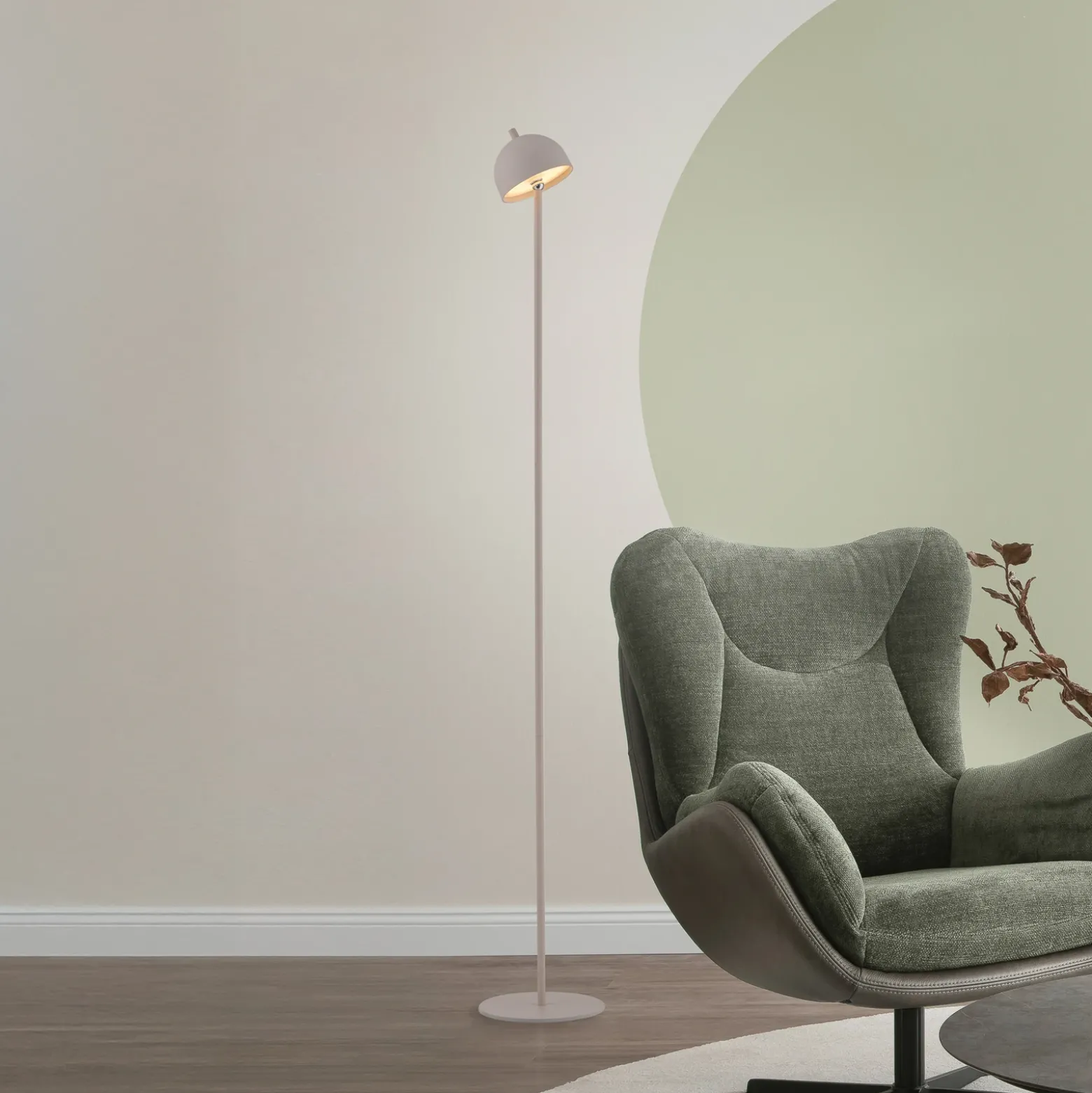 Schöner Wohnen Lámpara de pie LED recargable Bellis, color arena, IP54