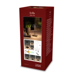 Scilla lámpara de mesa LED con USB, negro