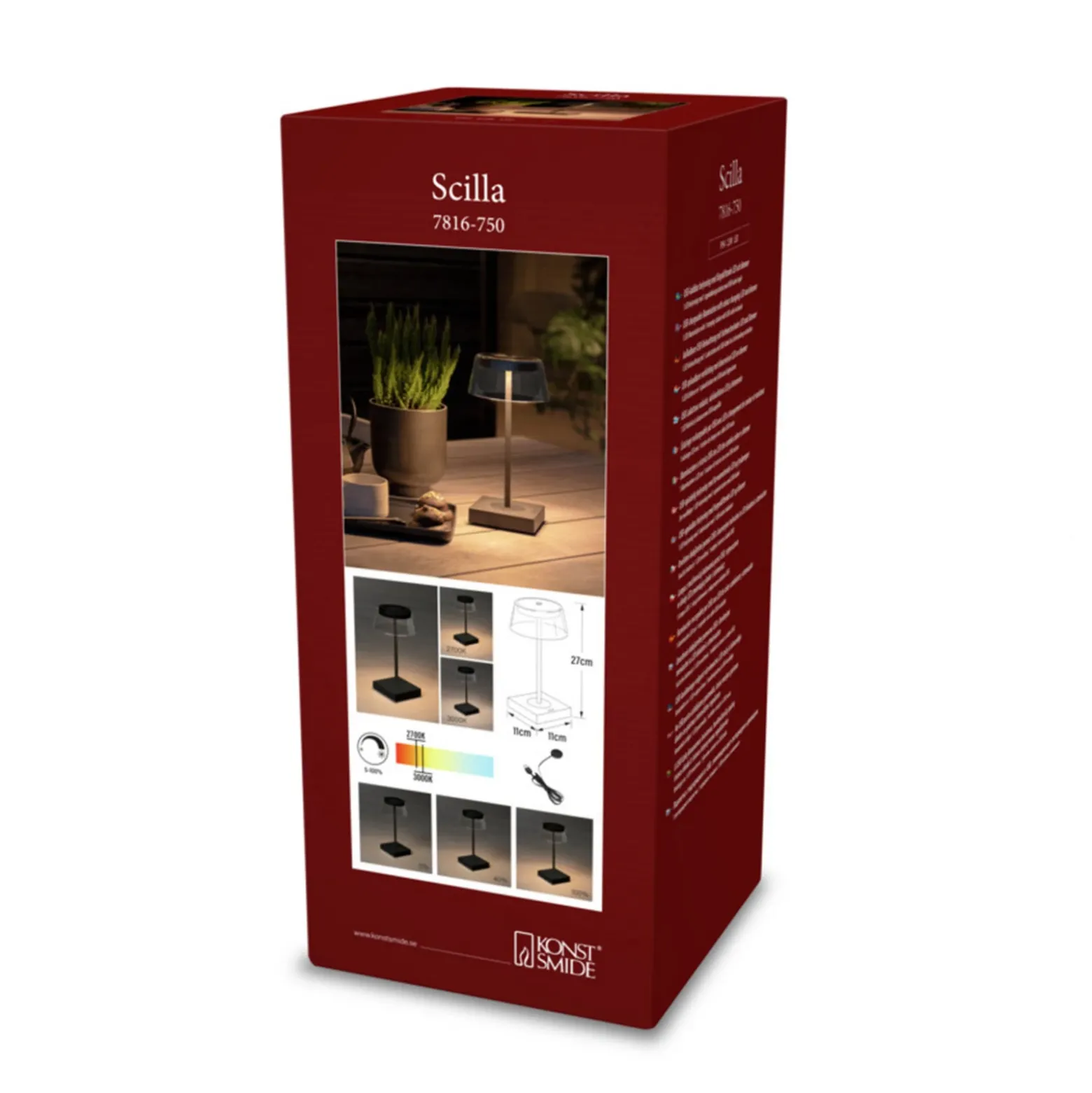 Scilla lámpara de mesa LED con USB, negro