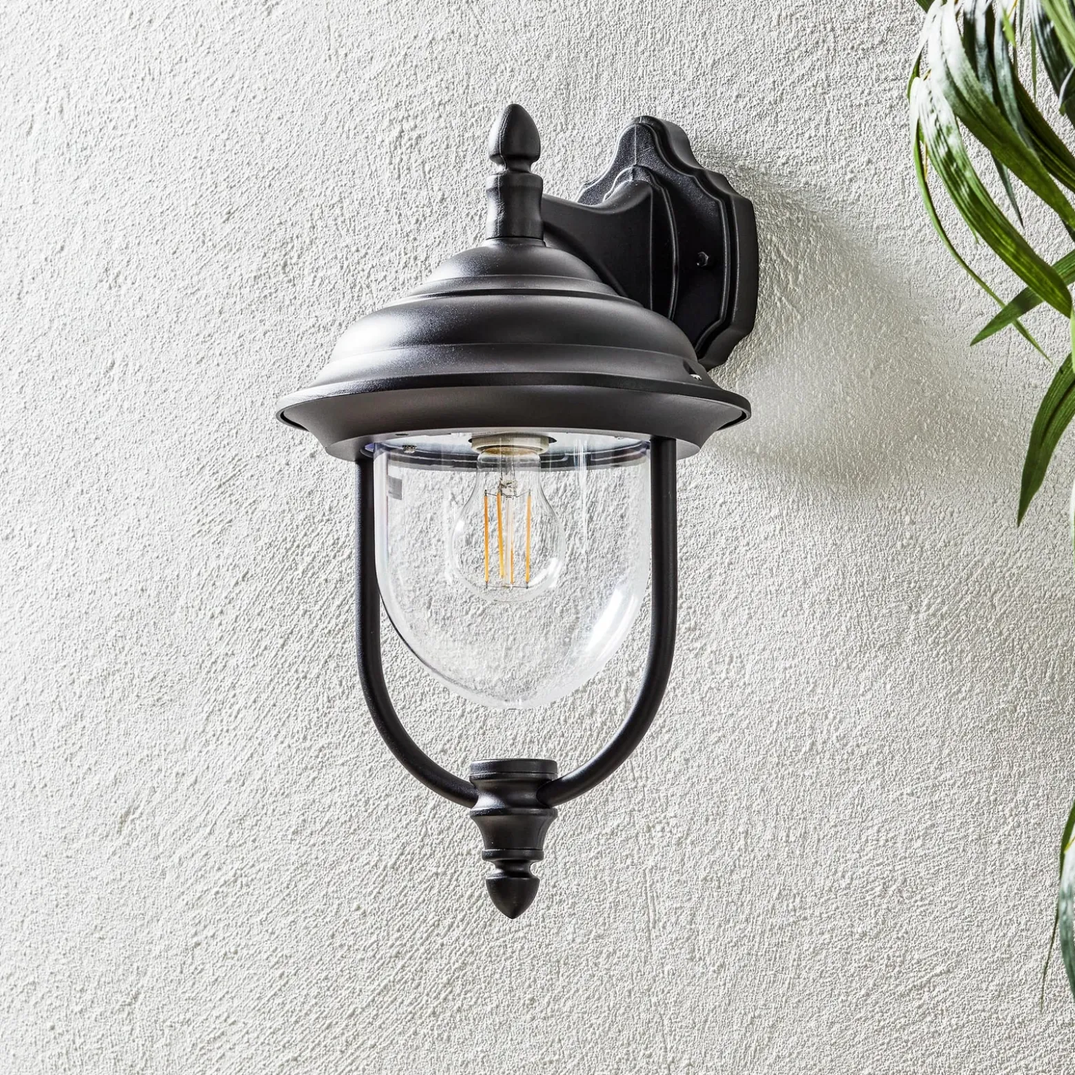 Sencillo aplique pared ext. PARMA colgante, negro