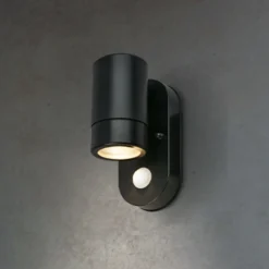 Sensor aplique de exterior 3789015, negro, plástico, GU10