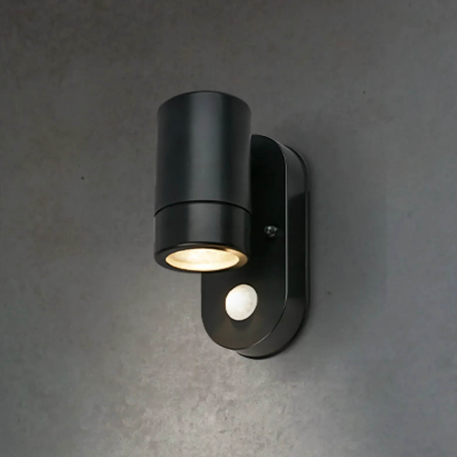 Sensor aplique de exterior 3789015, negro, plástico, GU10
