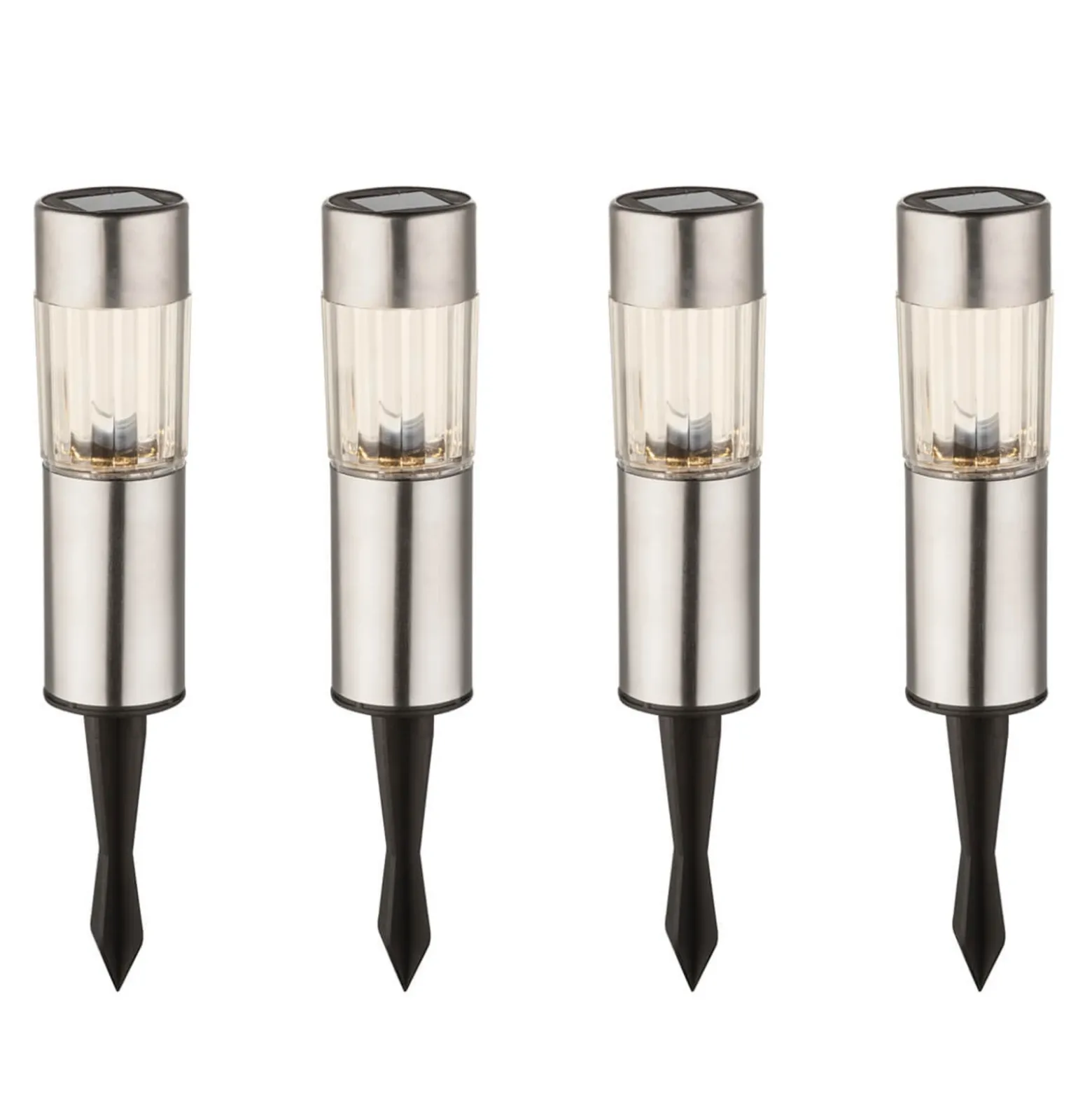 Set 4 ud: lámpara decorativa solar LED Aro, estaca