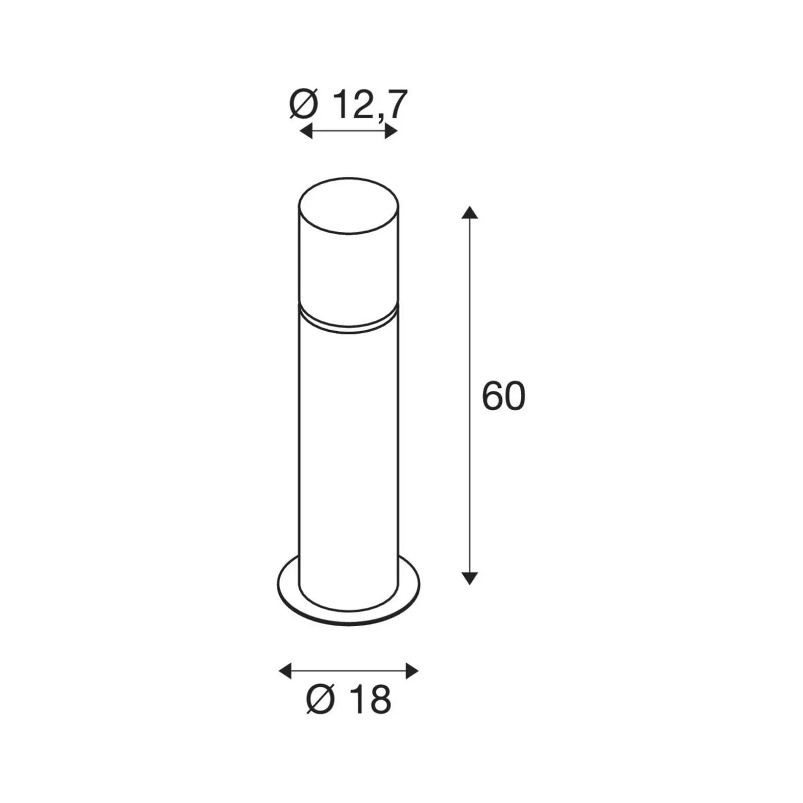 SLV Baliza Rox acrílico, altura 60 cm, gris, acero inoxidable
