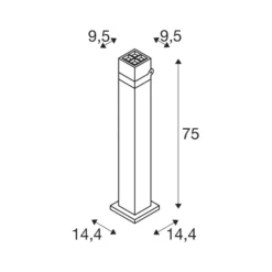 SLV Bolardo luminoso LED S-Cube 75, antracita, aluminio, altura 75 cm