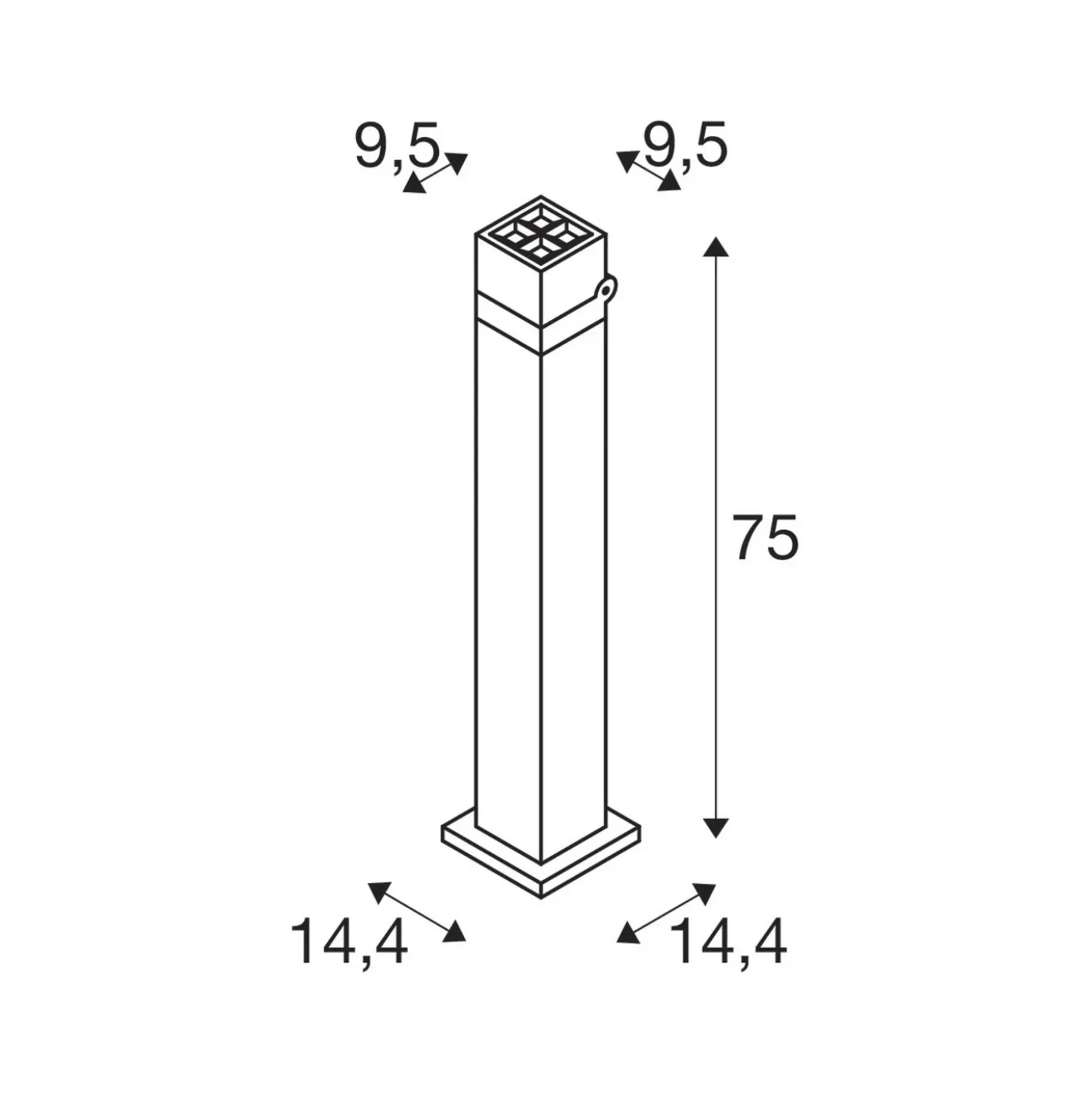 SLV Bolardo luminoso LED S-Cube 75, antracita, aluminio, altura 75 cm