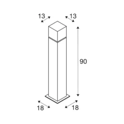 SLV Bolardo luminoso Square Pole, altura 90 cm, gris, acero inoxidable