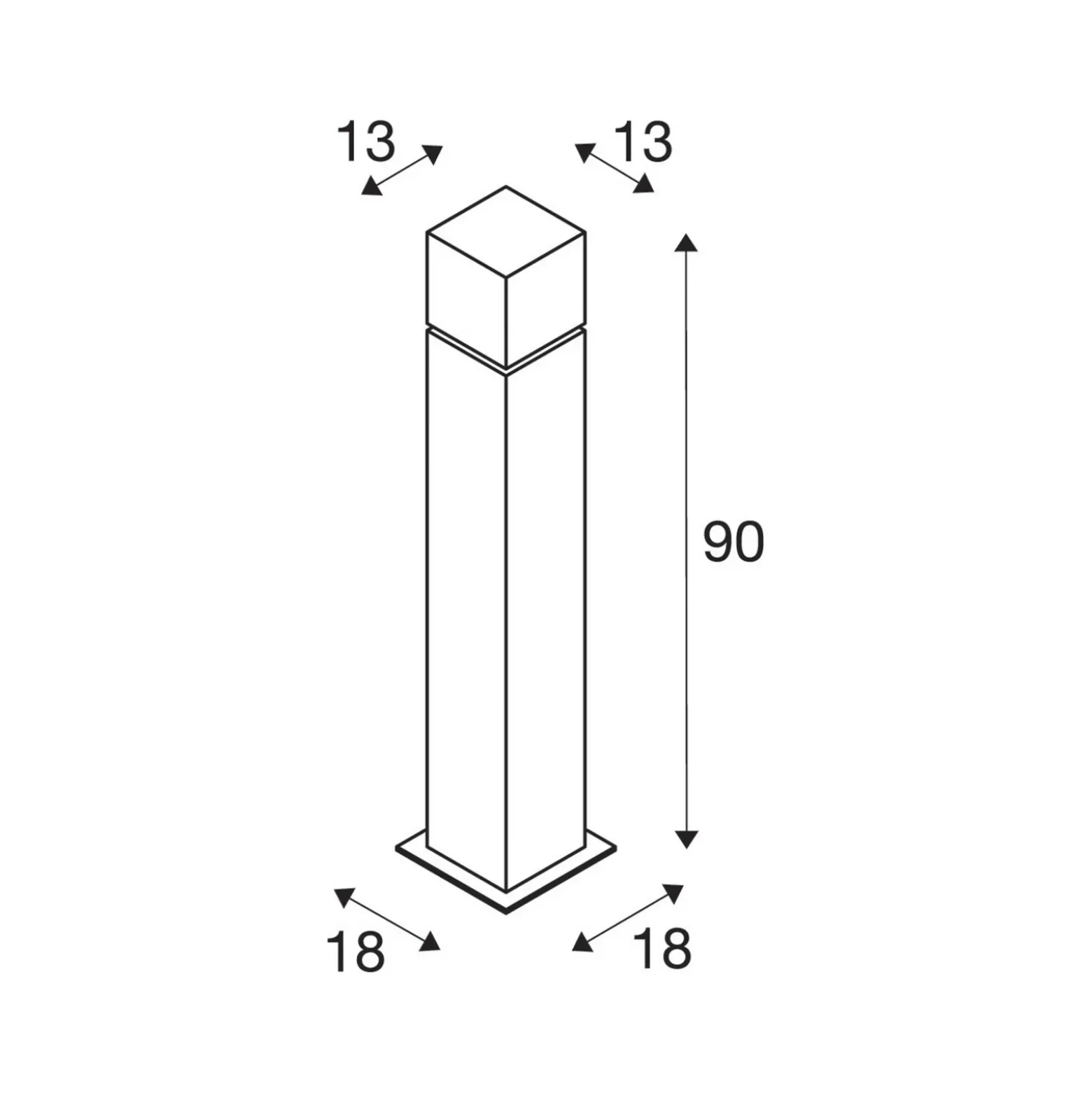 SLV Bolardo luminoso Square Pole, altura 90 cm, gris, acero inoxidable