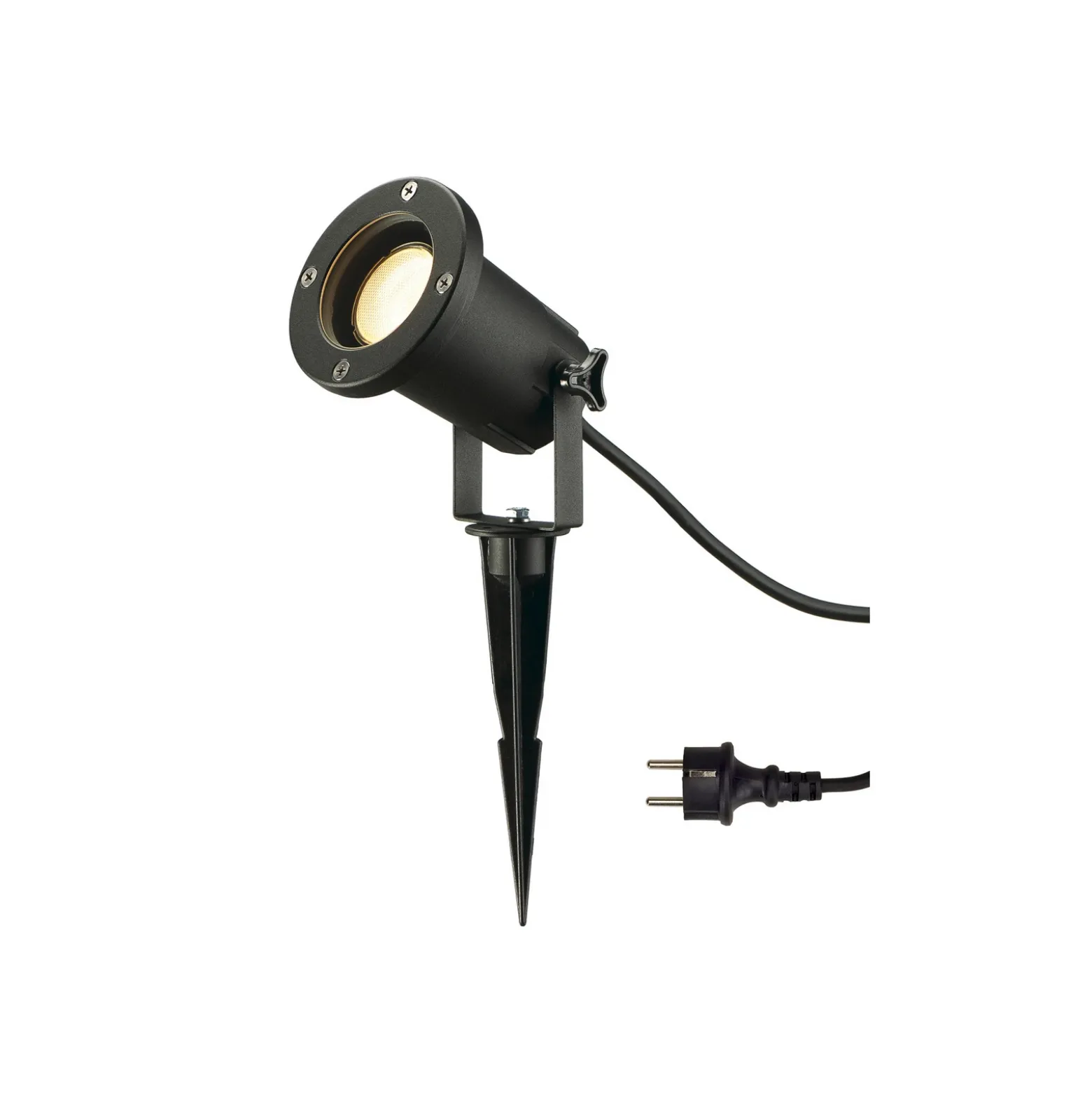 SLV foco exterior Nautilus Spike XL, negro, aluminio, Ø 6,5 cm