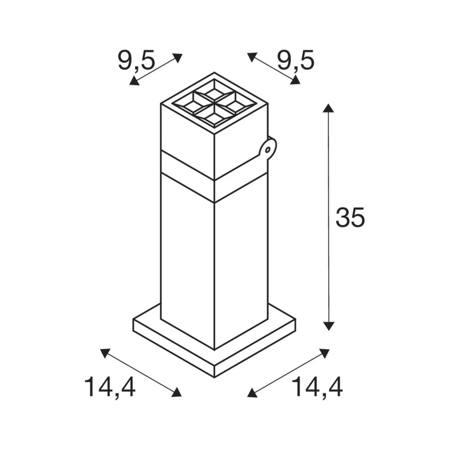 SLV Lámpara sobremuro LED S-Cube 35, antracita, aluminio, altura 35 cm