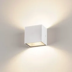 SLV Sitra Cube Aplique para exterior LED, blanco