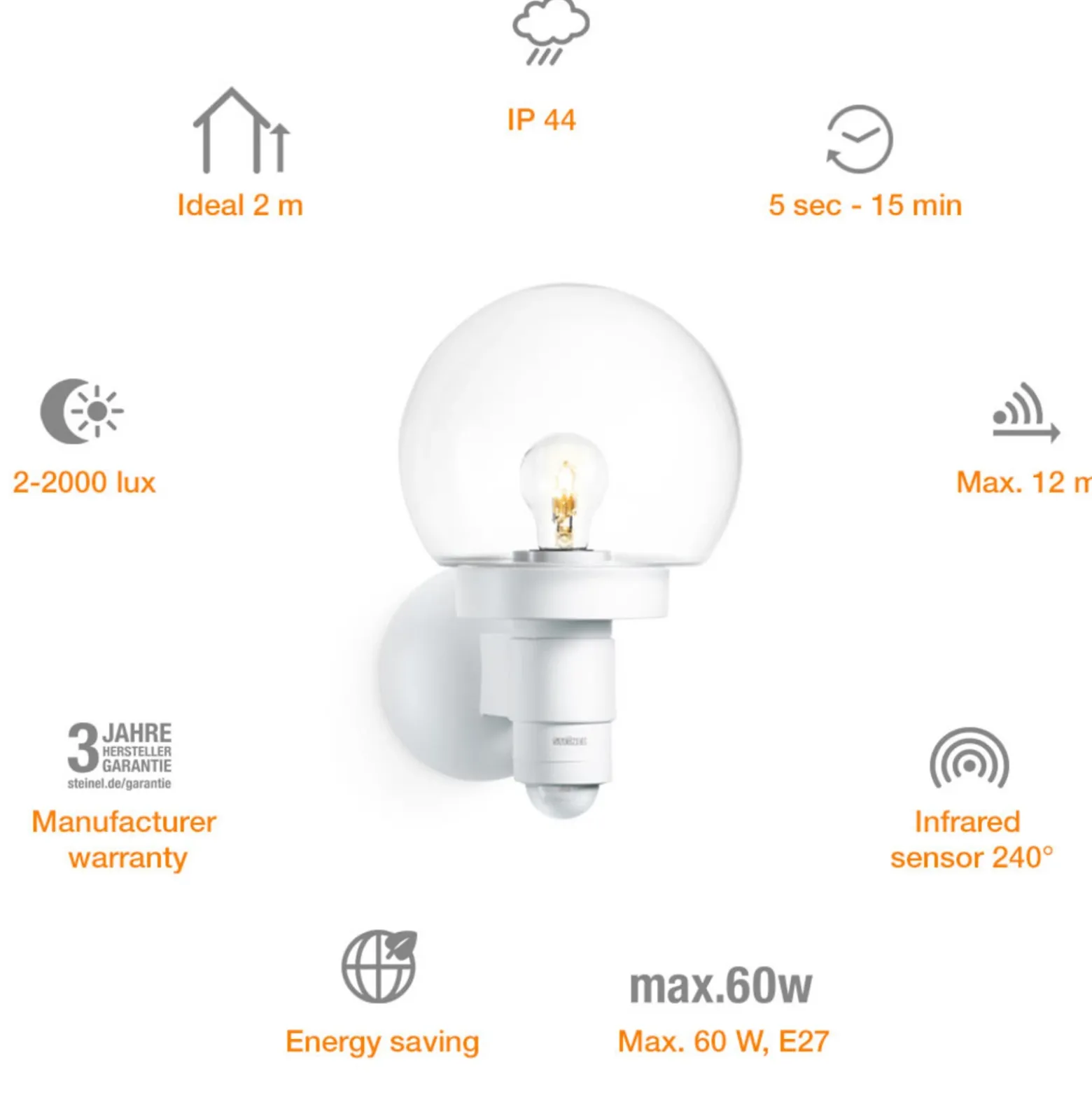STEINEL L 115 S Aplique de pared blanco