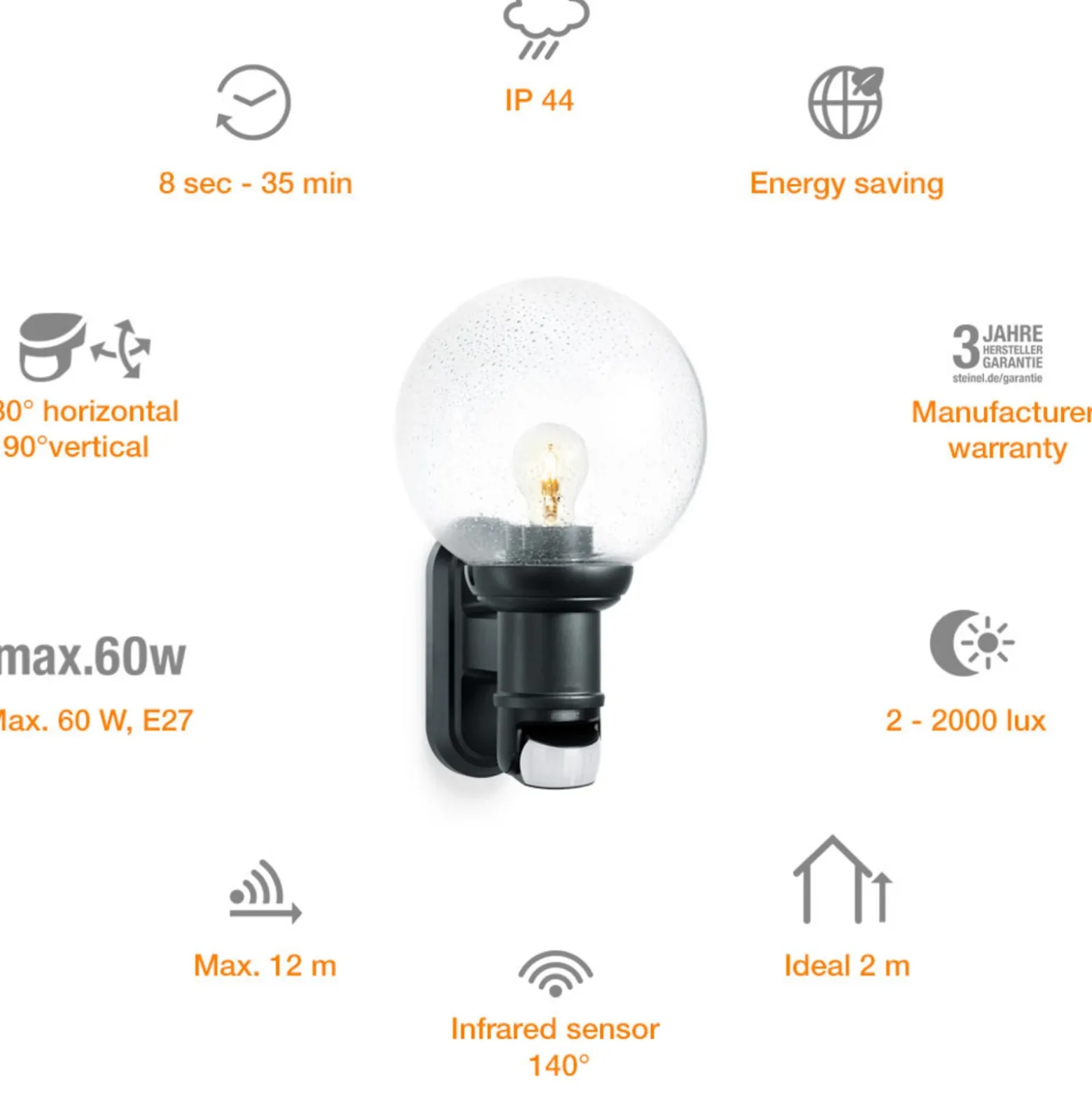 STEINEL L 560 S aplique exterior con sensor negro