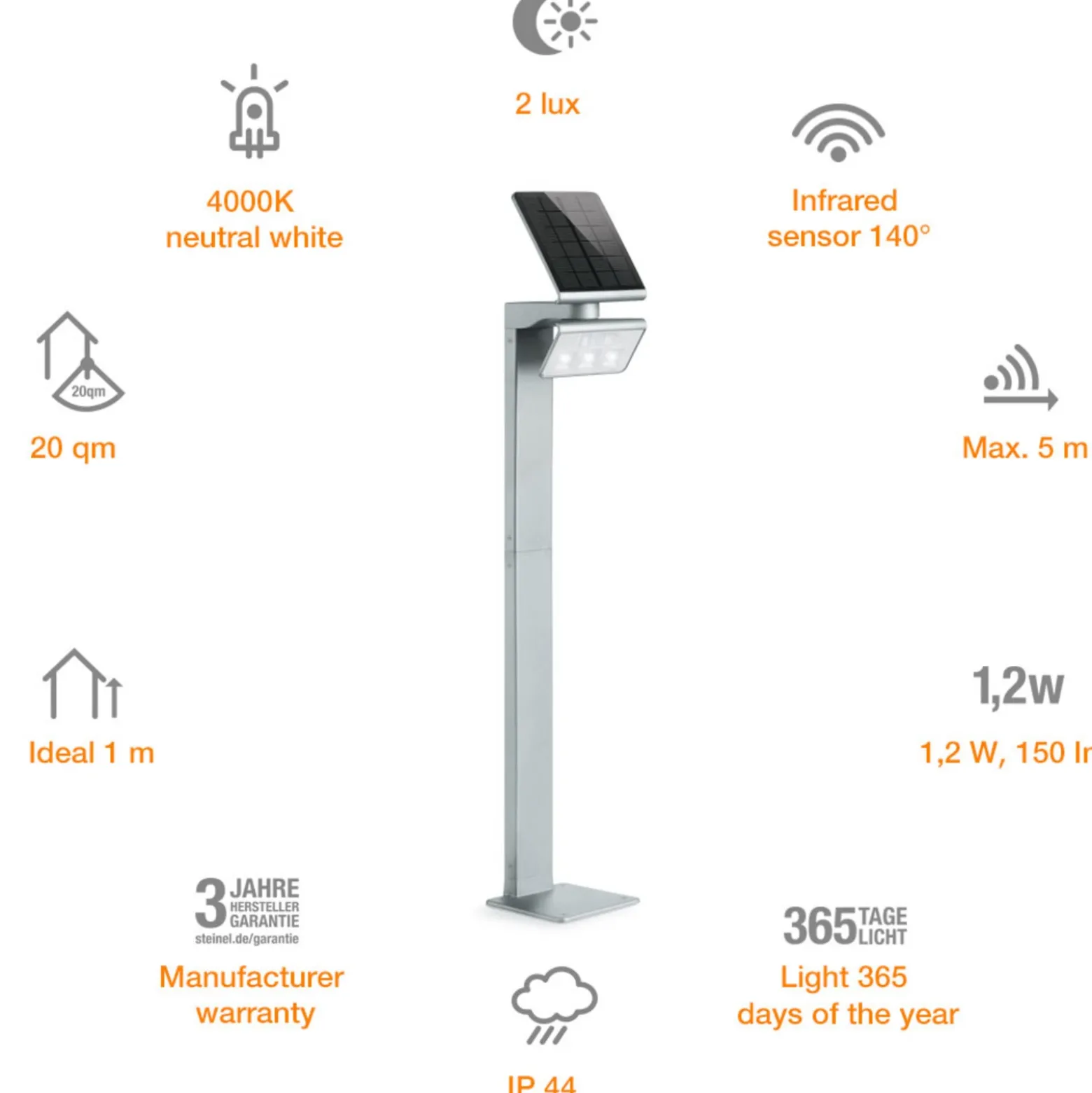 STEINEL XSolar Stand lámpara LED solar plata