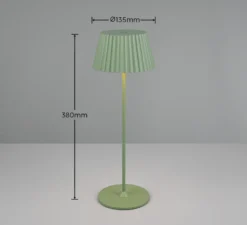 Suárez lámpara de mesa LED recargable, verde, altura 39 cm, metal