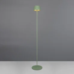 Suárez lámpara de pie LED recargable, verde, altura 123 cm, metal