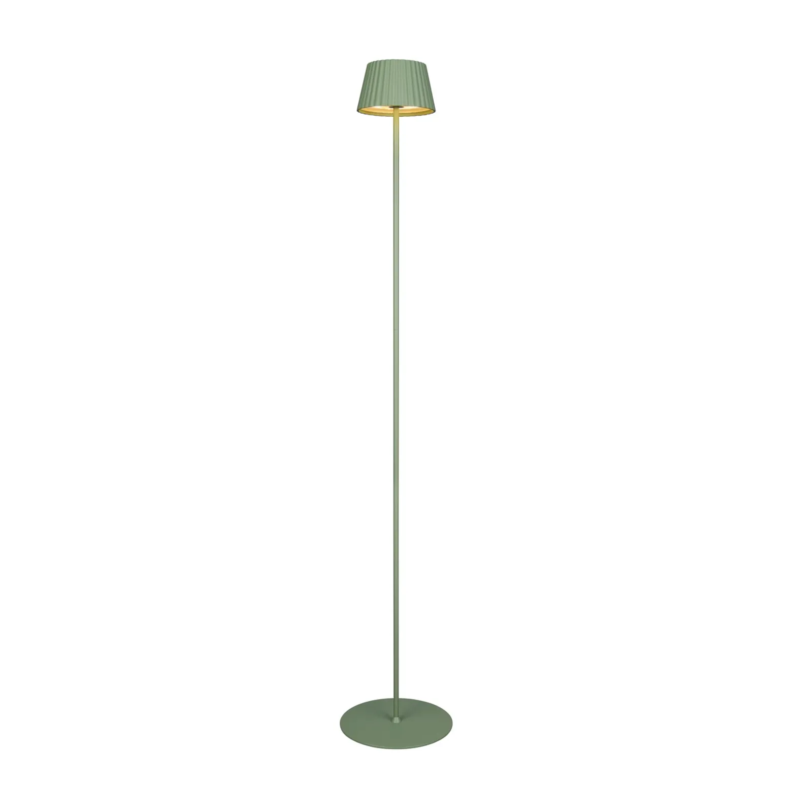 Suárez lámpara de pie LED recargable, verde, altura 123 cm, metal