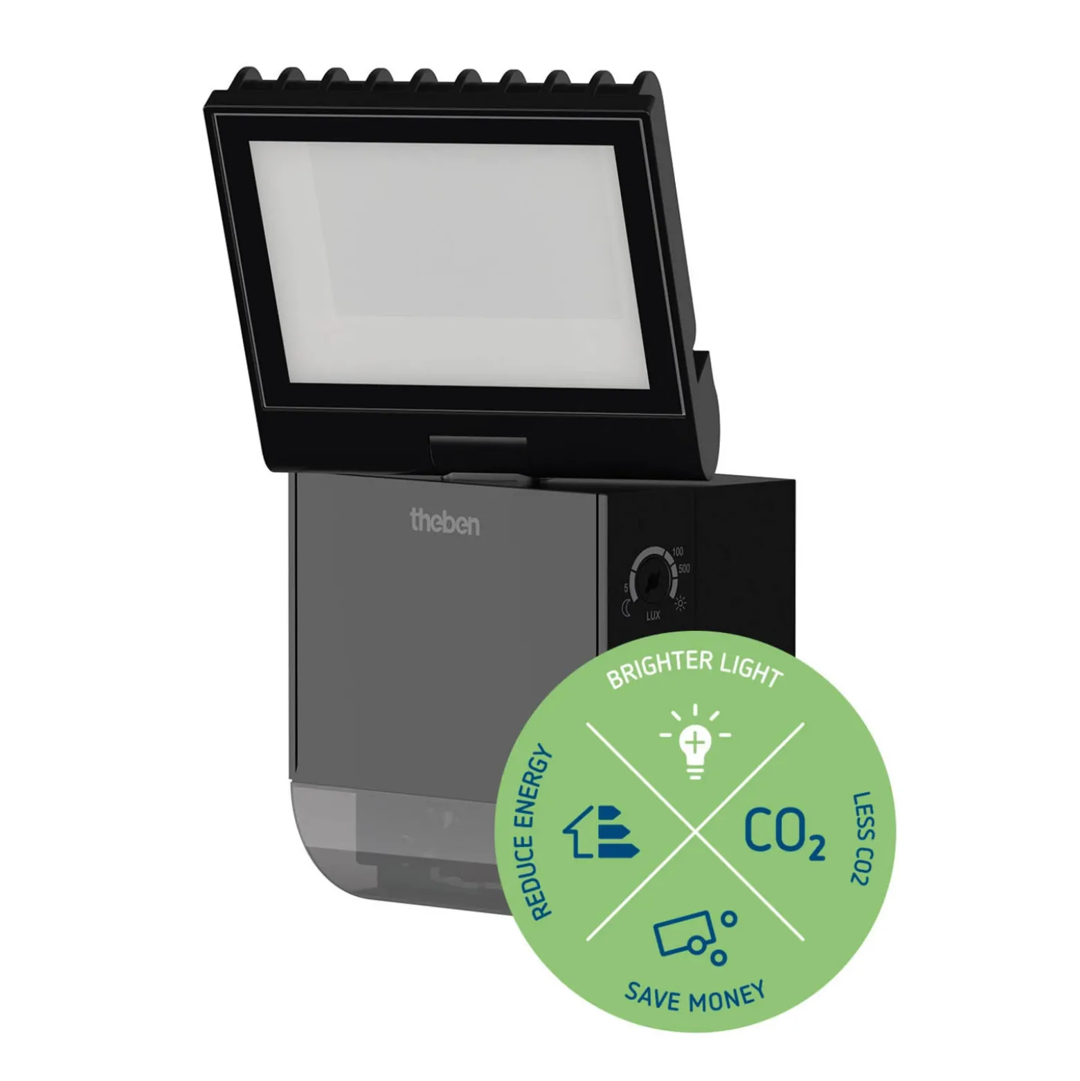 Theben Aplique LED para exterior theLeda S8-100, negro, sensor
