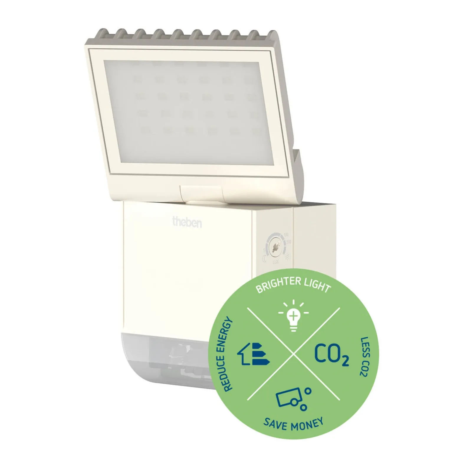 Theben Aplique LED para exterior theLeda S8-100, blanco, sensor